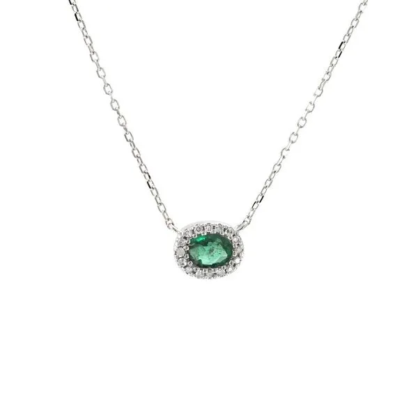 White Gold, Emerald, And Diamond Necklace SVS Fine Jewelry Oceanside, NY