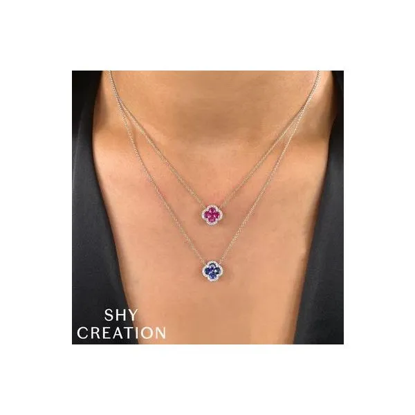 Shy Creation White Gold, Diamond, & Ruby Necklace Image 2 SVS Fine Jewelry Oceanside, NY