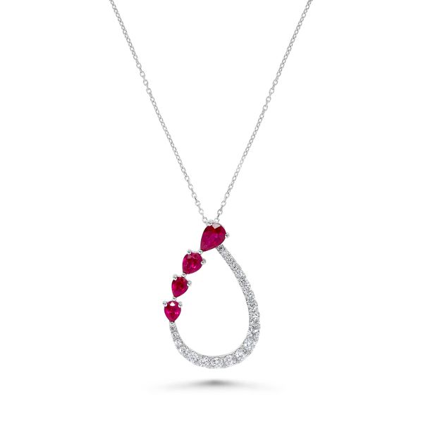 White Gold, Ruby, And Diamond Necklace, 18