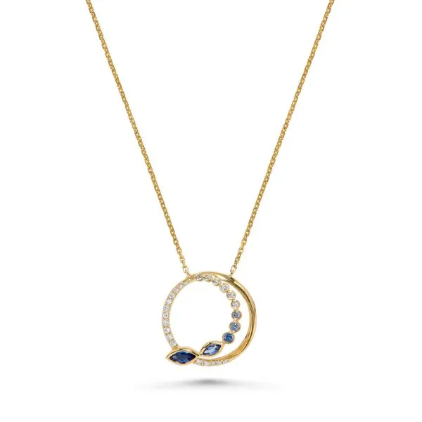 Yellow Gold, Sapphire, And Diamond Necklace, 18