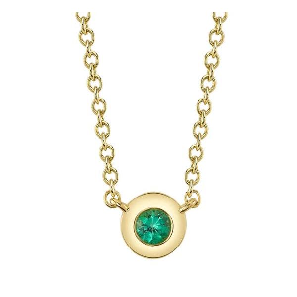 Shy Creation Yellow Gold Emerald Bezel Necklace SVS Fine Jewelry Oceanside, NY