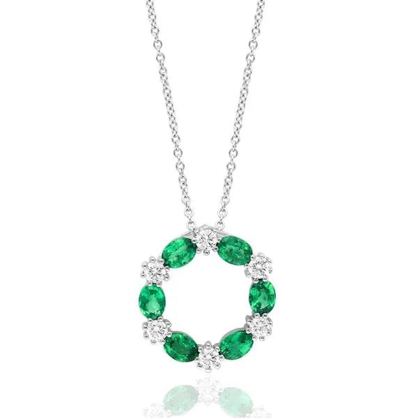 White Gold, Emerald, And Diamond Necklace SVS Fine Jewelry Oceanside, NY