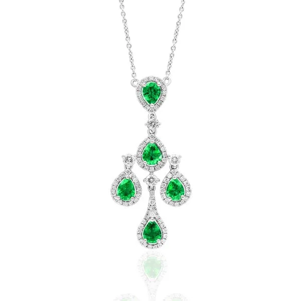 White Gold, Emerald, And Diamond Necklace SVS Fine Jewelry Oceanside, NY
