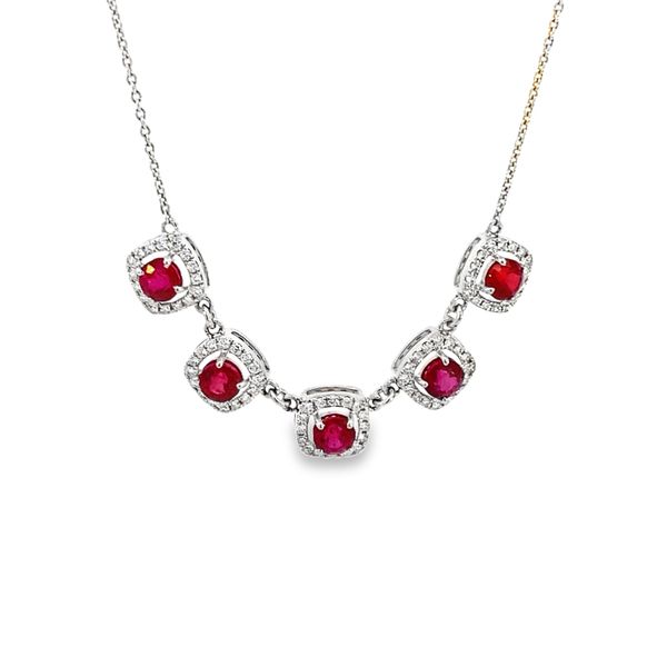 White Gold, Ruby, And Diamond Necklace Image 2 SVS Fine Jewelry Oceanside, NY