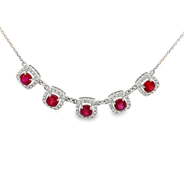 White Gold, Ruby, And Diamond Necklace Image 3 SVS Fine Jewelry Oceanside, NY