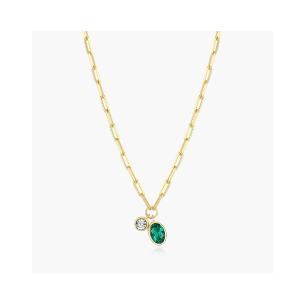 Yellow Gold Plated Sterling Silver Birthstone Necklace SVS Fine Jewelry Oceanside, NY
