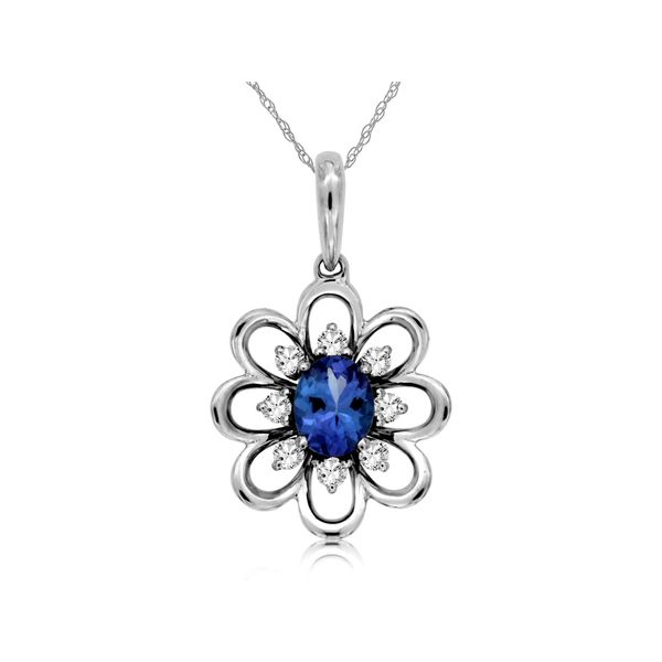 14K White Gold, Diamond, and Tanzanite Necklace SVS Fine Jewelry Oceanside, NY