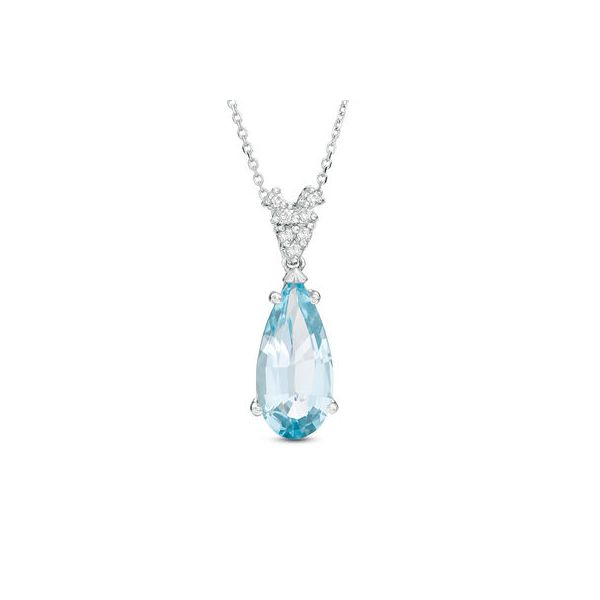 14K White Gold, Diamond, and Blue Topaz Necklace SVS Fine Jewelry Oceanside, NY