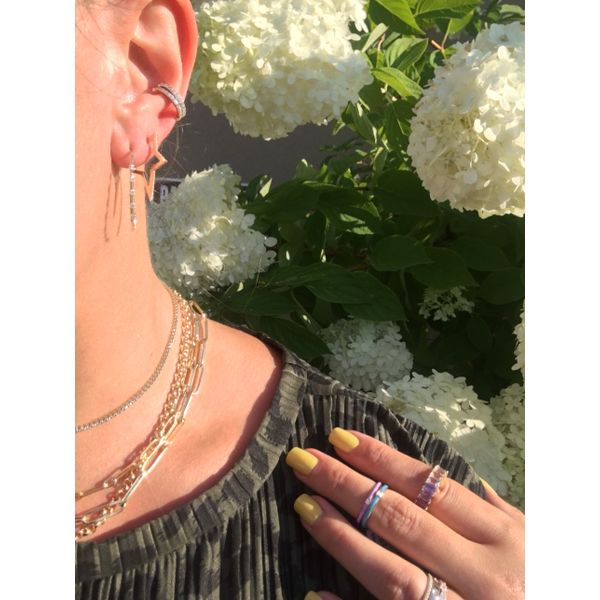 Yellow Gold Diamond, & Blue Topaz Tennis Choker Necklace Image 2 SVS Fine Jewelry Oceanside, NY
