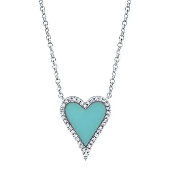 Shy Creation White Gold, Diamond, & Turquoise Necklace SVS Fine Jewelry Oceanside, NY