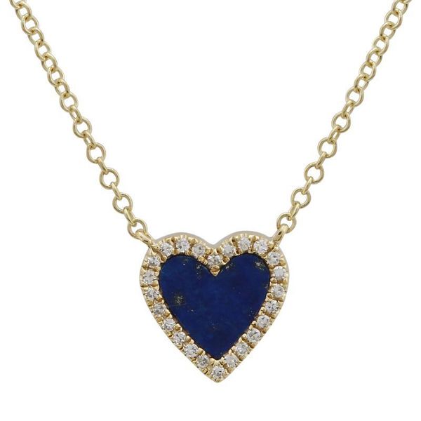 SVS Fine Collection Yellow Gold Lapis Heart Necklace SVS Fine Jewelry Oceanside, NY