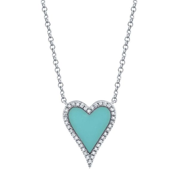 Shy Creation Amor Collection Diamond & Turquoise Heart Necklace SVS Fine Jewelry Oceanside, NY