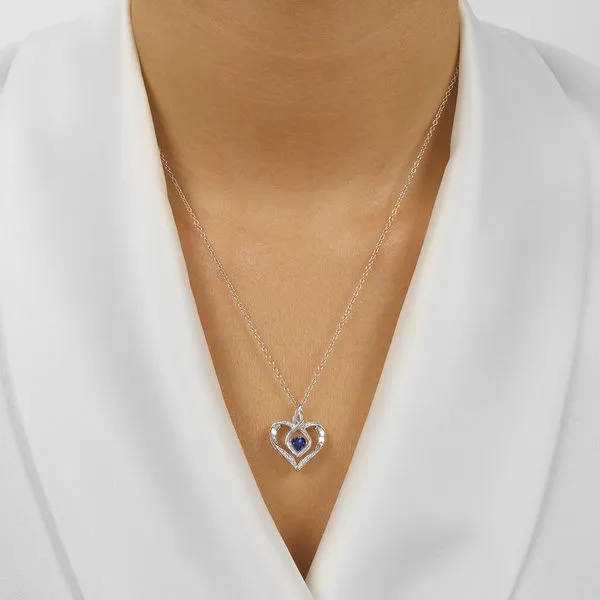 Rhythm Of Love Heart September Birthstone Pendant - Sapphire Image 2 SVS Fine Jewelry Oceanside, NY