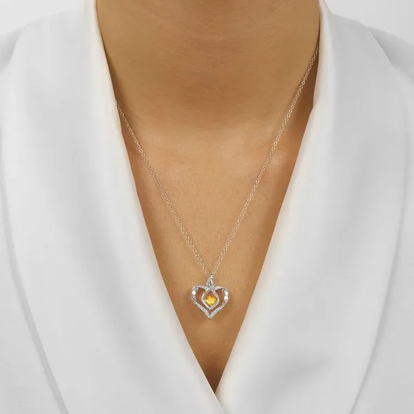 Rhythm Of Love Heart November Birthone Pendant - Citrine Image 2 SVS Fine Jewelry Oceanside, NY