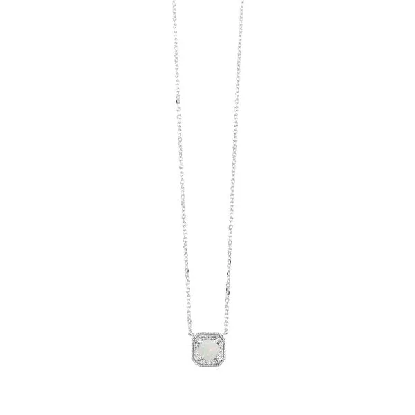 SVS Birthstone Halo Necklace: Opal (October) SVS Fine Jewelry Oceanside, NY