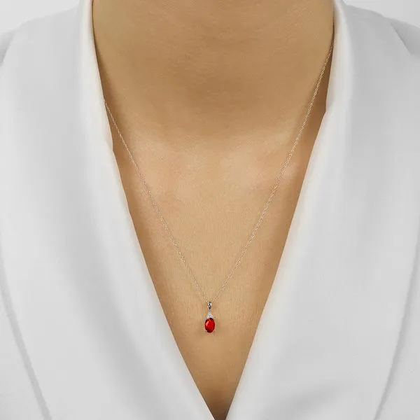 SVS Oval December Birthstone Pendant: Garnet Image 2 SVS Fine Jewelry Oceanside, NY