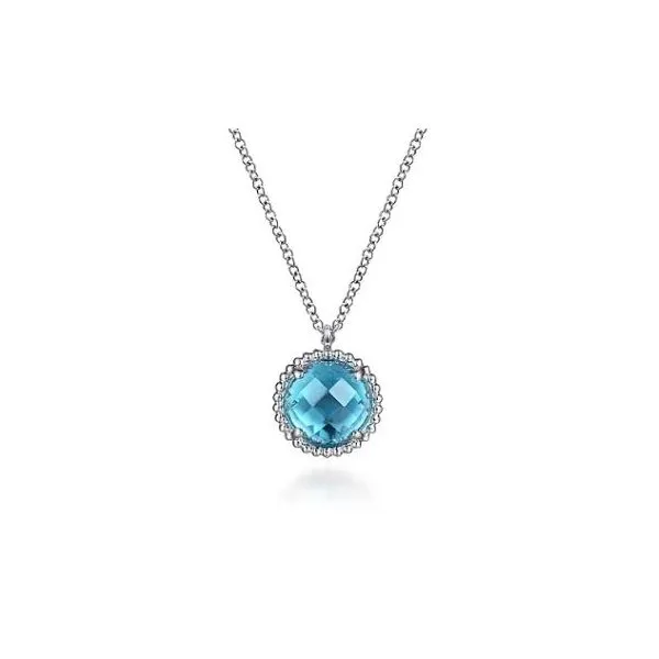 Gabriel & Co. Bujukan Silver & Swiss Blue Topaz Necklace SVS Fine Jewelry Oceanside, NY