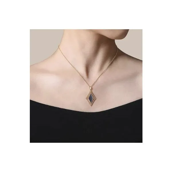 Gabriel & Co. Bujukan Yellow Gold Onyx Necklace Image 2 SVS Fine Jewelry Oceanside, NY