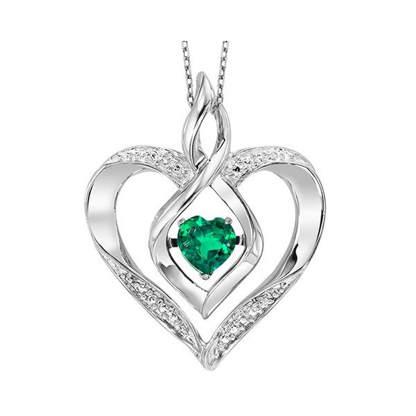 Rhythm Of Love Heart Birthstone Pendant - Emerald SVS Fine Jewelry Oceanside, NY