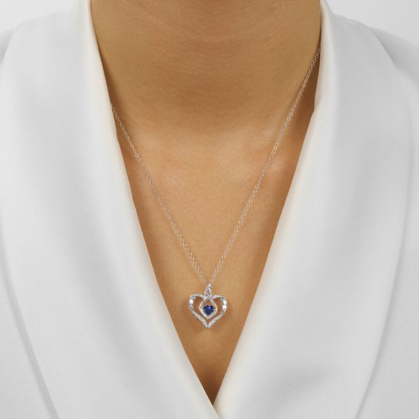 Rhythm Of Love Heart Birthstone Pendant - Sapphire Image 2 SVS Fine Jewelry Oceanside, NY