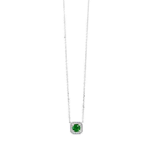 SVS Birthstone Halo Necklace: Emerald (May) SVS Fine Jewelry Oceanside, NY