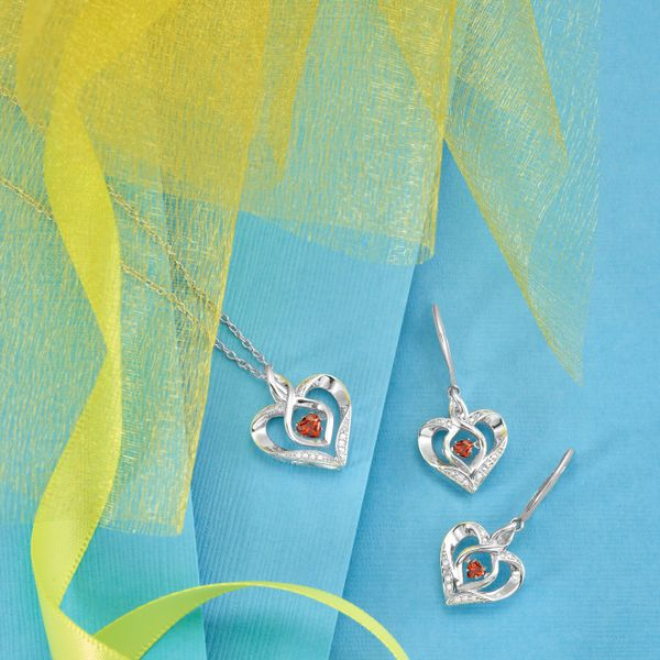 Rhythm Of Love Heart Birthstone Pendant - Garnet Image 3 SVS Fine Jewelry Oceanside, NY