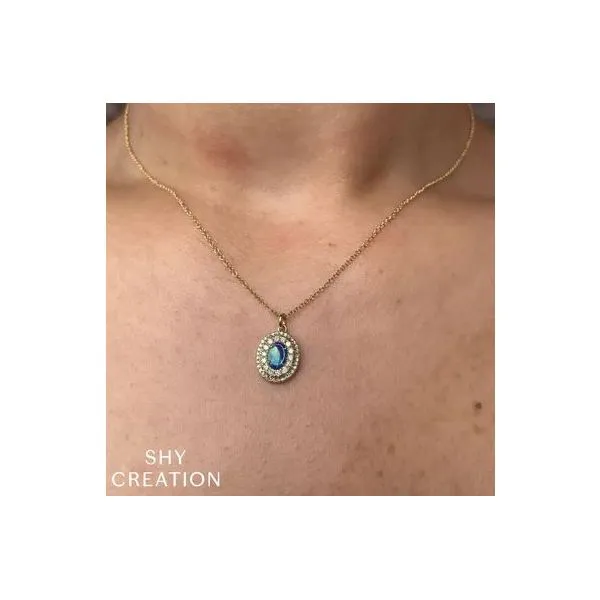 Shy Creation Yellow Gold, Diamond, And Opal Necklace Image 2 SVS Fine Jewelry Oceanside, NY