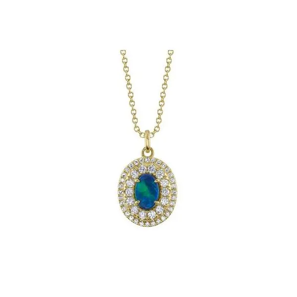 Shy Creation Yellow Gold, Diamond, And Opal Necklace SVS Fine Jewelry Oceanside, NY