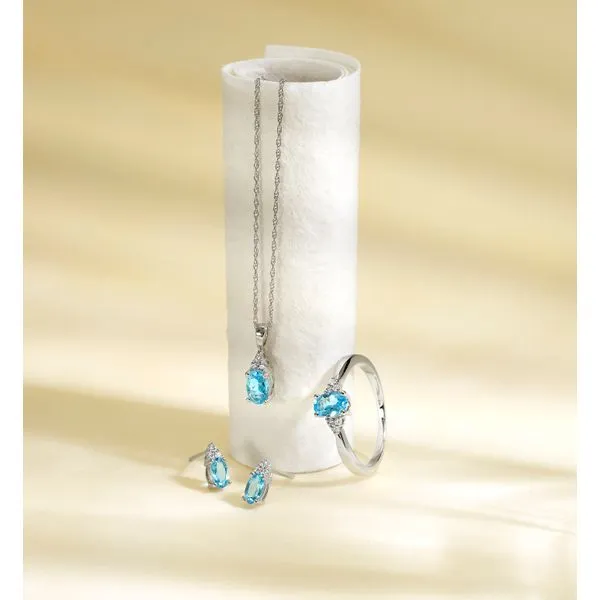 SVS Oval December Birthstone Pendant: Blue Topaz Image 3 SVS Fine Jewelry Oceanside, NY