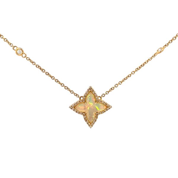The Flower Collection Opal Clover Station Necklace Image 2 SVS Fine Jewelry Oceanside, NY