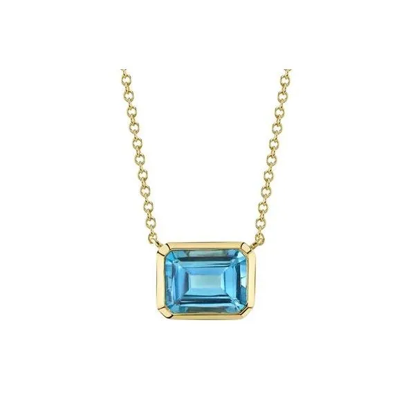 Shy Creation Yellow Gold And Blue Topaz Necklace SVS Fine Jewelry Oceanside, NY