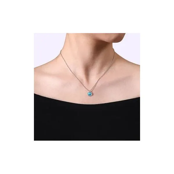 Gabriel & Co. Bujukan Silver & Swiss Blue Topaz Necklace Image 2 SVS Fine Jewelry Oceanside, NY