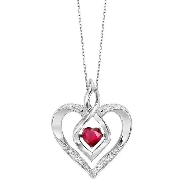 Rhythm Of Love Heart Birthstone Pendant -  Ruby SVS Fine Jewelry Oceanside, NY