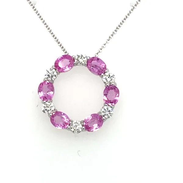 White Gold, Pink Sapphire, And Diamond Necklace SVS Fine Jewelry Oceanside, NY