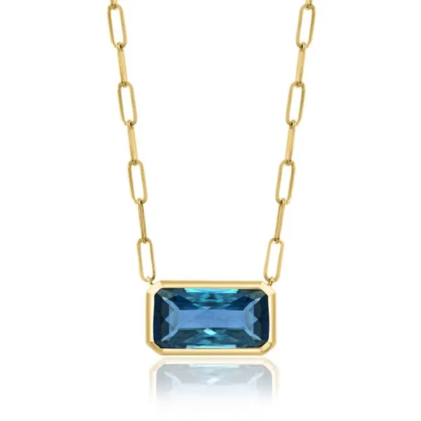 Yellow Gold And Swiss Blue Topaz Necklace SVS Fine Jewelry Oceanside, NY