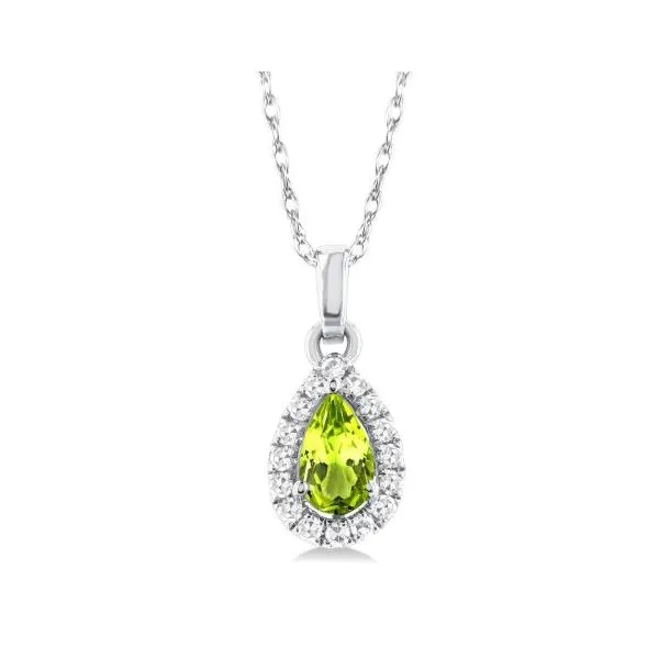 White Gold Peridot with Diamond Halo Pendant