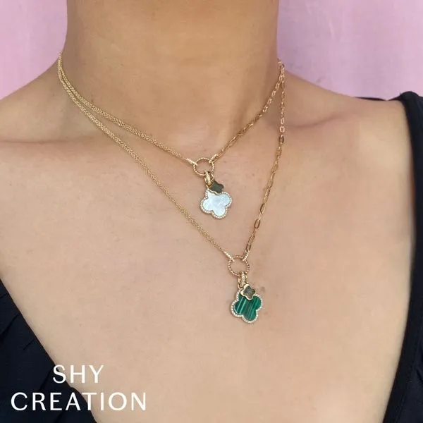 Shy Creation Yellow Gold Clover Necklace Image 2 SVS Fine Jewelry Oceanside, NY