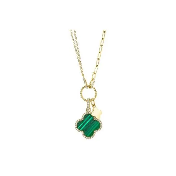Shy Creation Yellow Gold Clover Necklace SVS Fine Jewelry Oceanside, NY