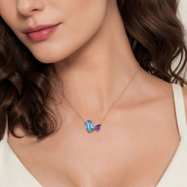 Gabriel Color Yellow Gold Toi Et Moi Necklace Image 3 SVS Fine Jewelry Oceanside, NY