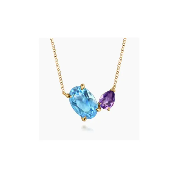 Gabriel Color Yellow Gold Toi Et Moi Necklace SVS Fine Jewelry Oceanside, NY