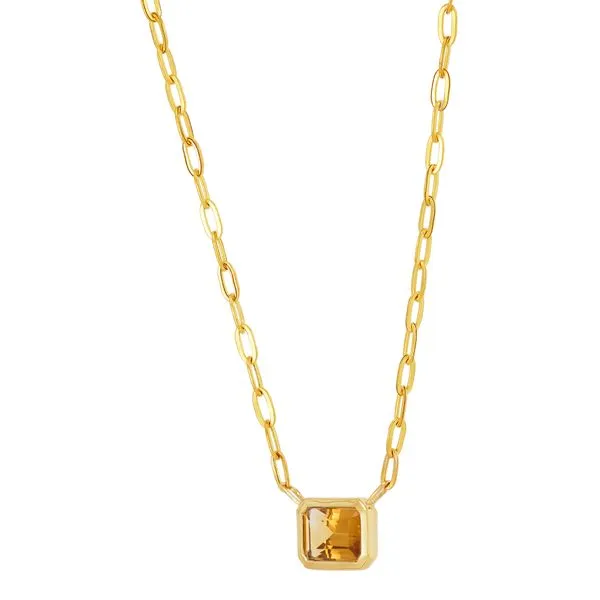 Yellow Gold & Emerald Cut Citrine Necklace SVS Fine Jewelry Oceanside, NY