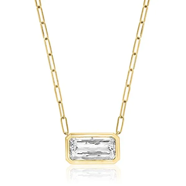 Yellow Gold And White Topaz Neckace, 9.33Ct SVS Fine Jewelry Oceanside, NY