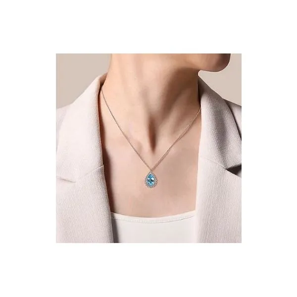 Gabriel & Co. Bujukan Silver & Blue Topaz Necklace Image 2 SVS Fine Jewelry Oceanside, NY