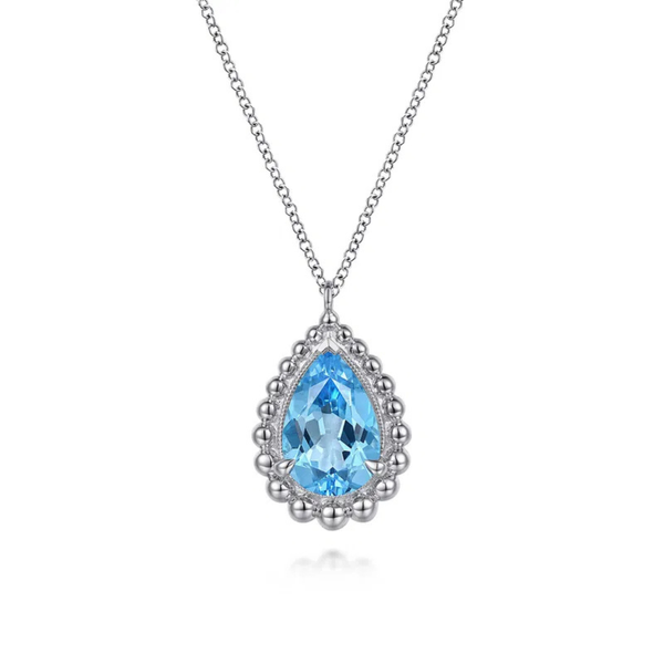 Gabriel & Co. Bujukan Silver & Blue Topaz Necklace SVS Fine Jewelry Oceanside, NY