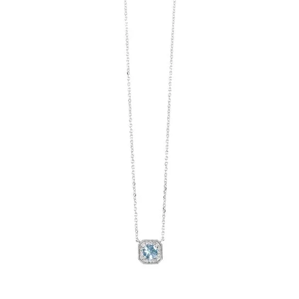 SVS Birthstone Halo Necklace: Aquamarine (March) SVS Fine Jewelry Oceanside, NY