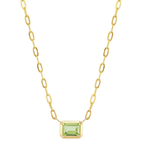 Yellow Gold & Emerald Cut Peridot Necklace SVS Fine Jewelry Oceanside, NY
