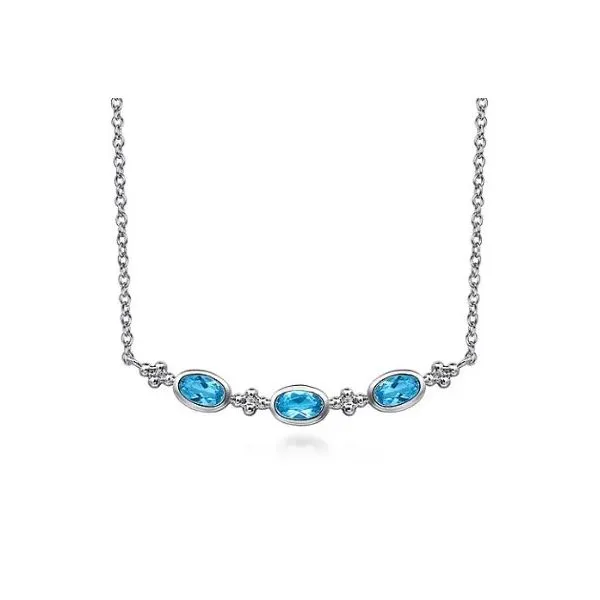 Gabriel & Co. Bujukan Silver & Blue Topaz Necklace SVS Fine Jewelry Oceanside, NY