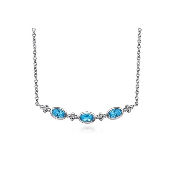 Gabriel & Co. Bujukan Silver & Blue Topaz Necklace SVS Fine Jewelry Oceanside, NY