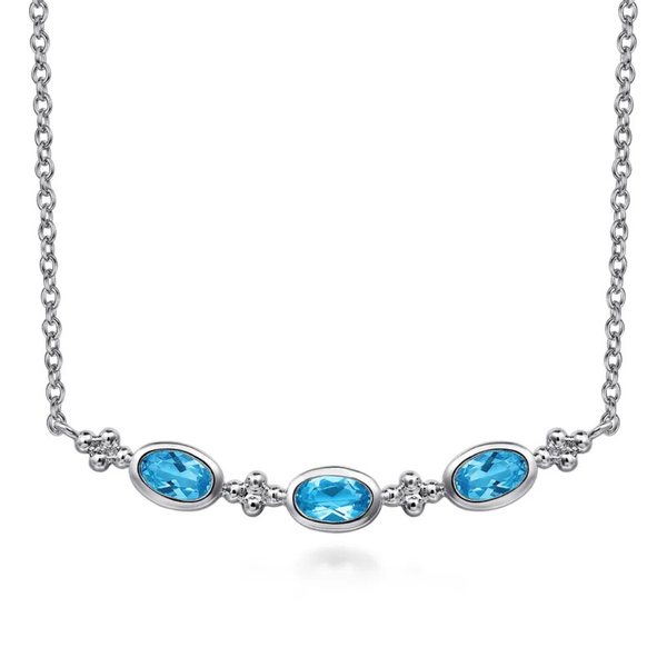Gabriel & Co. Bujukan Silver & Blue Topaz Necklace SVS Fine Jewelry Oceanside, NY