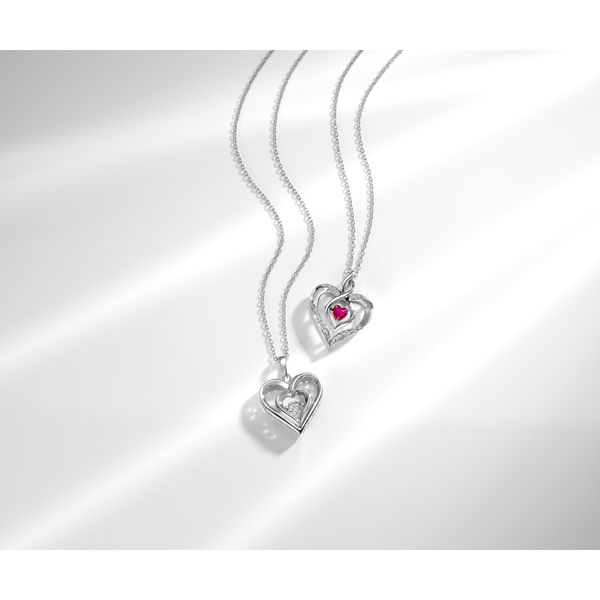 Rhythm Of Love Heart Birthstone Pendant - Pink Tourmaline Image 3 SVS Fine Jewelry Oceanside, NY